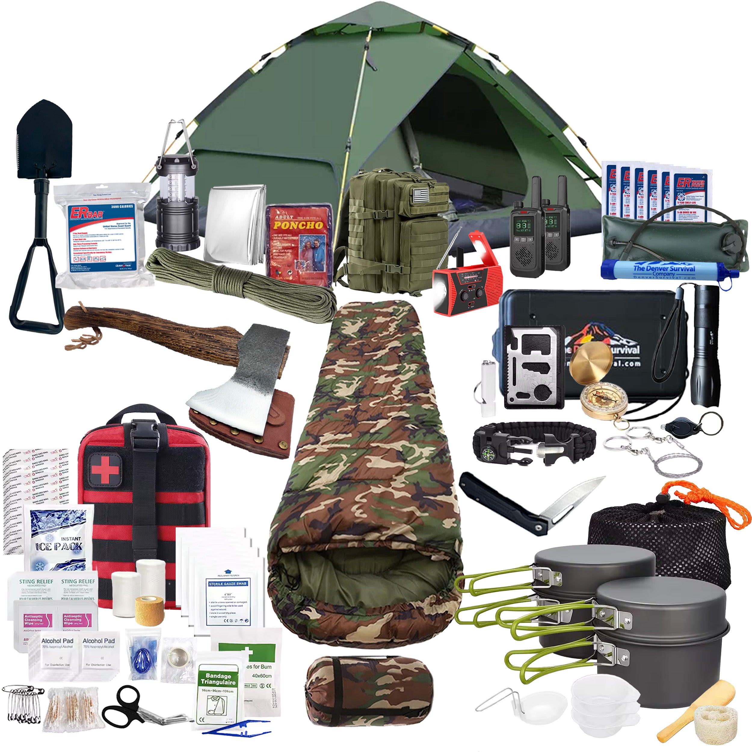 1 Person 72 Hour Survival Bag with Camping Supplies