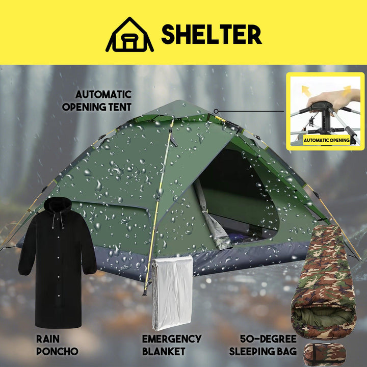 1 Person 72 Hour Survival Bag with Camping Supplies - Denver Survival - bugout bags, survival backpack, survival gear backpack, survival bags