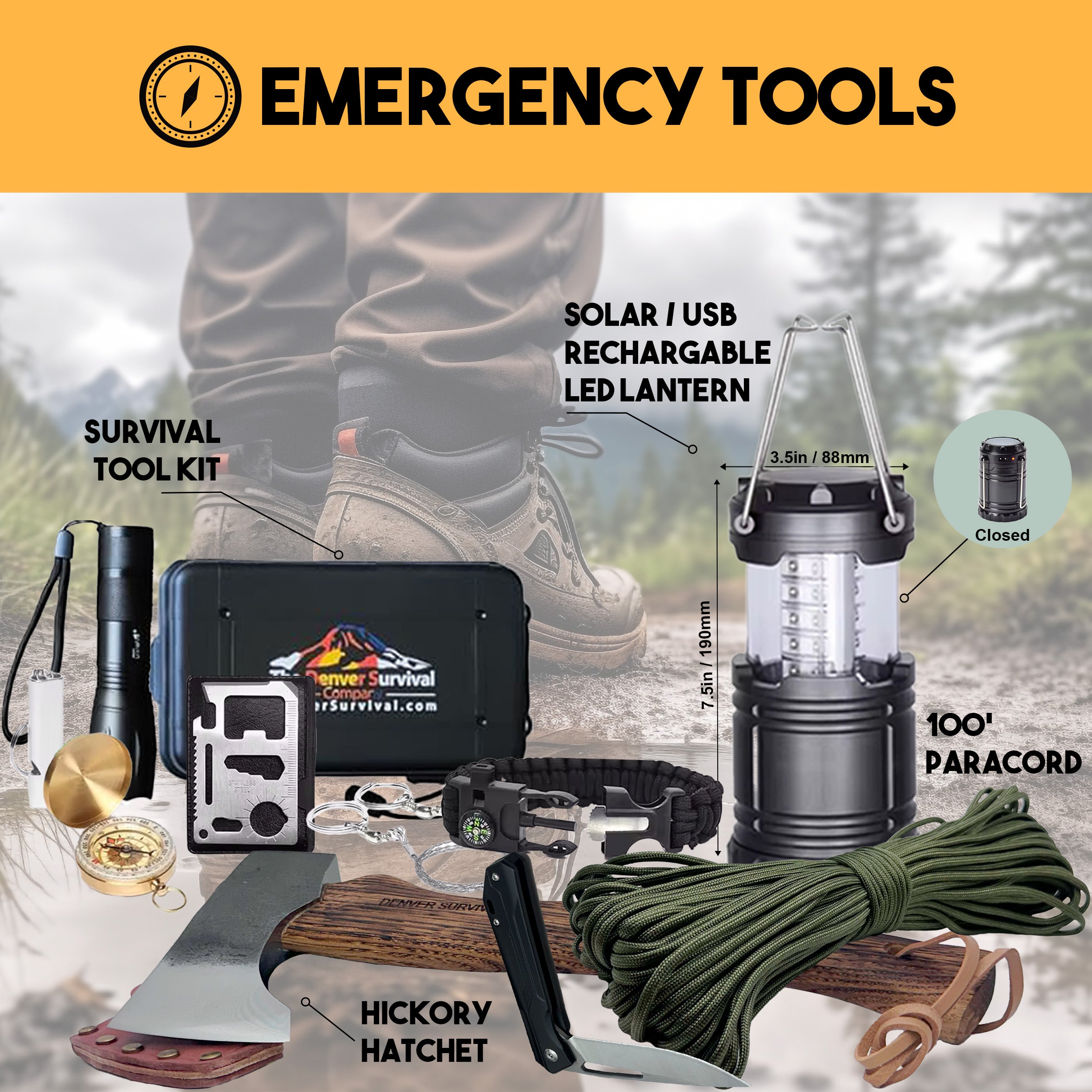 1 Person 72 Hour Survival Bag with Camping Supplies