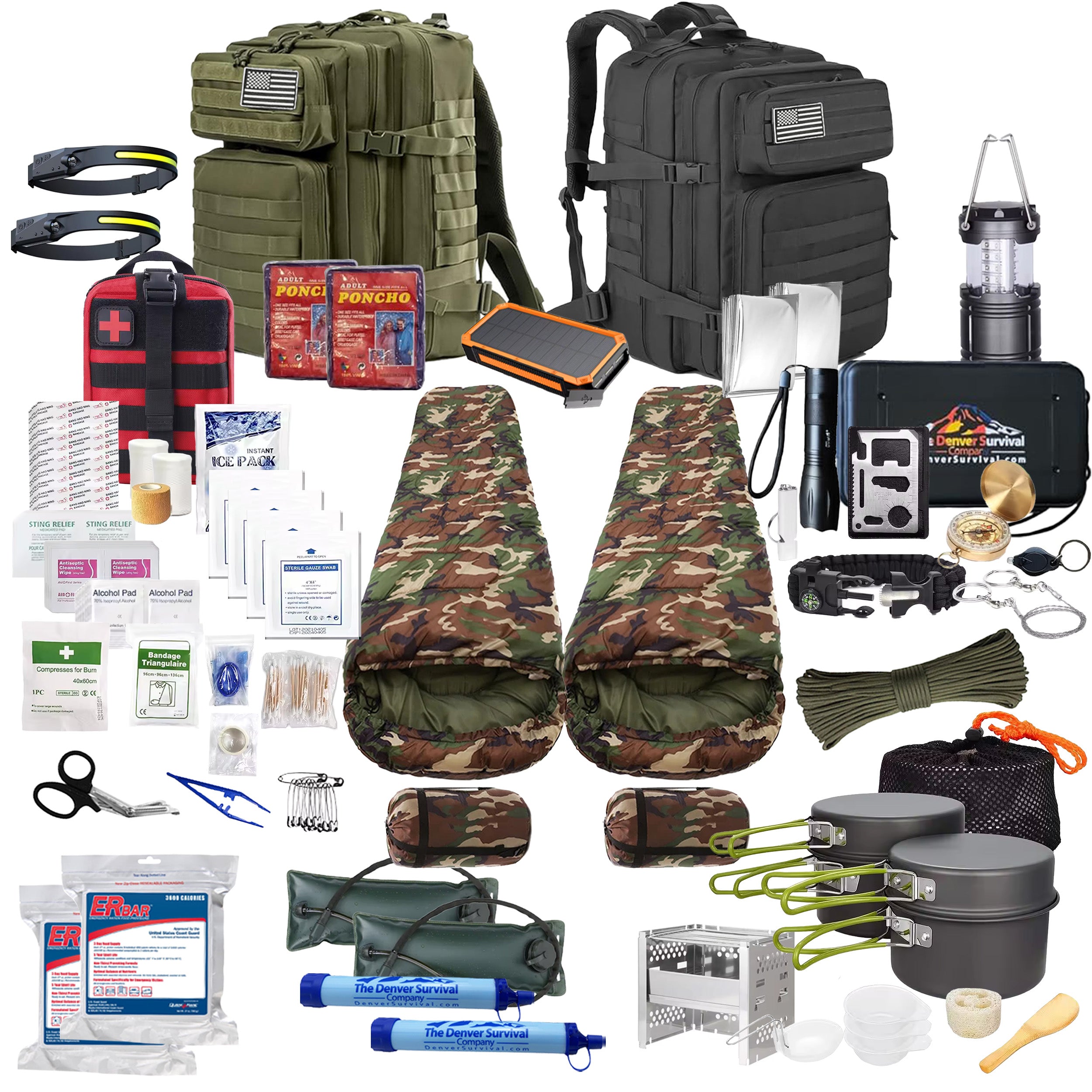 Ultimate 2 Person 72 Hour Bug Out Bag - Upgraded Bug Out Survival Kit