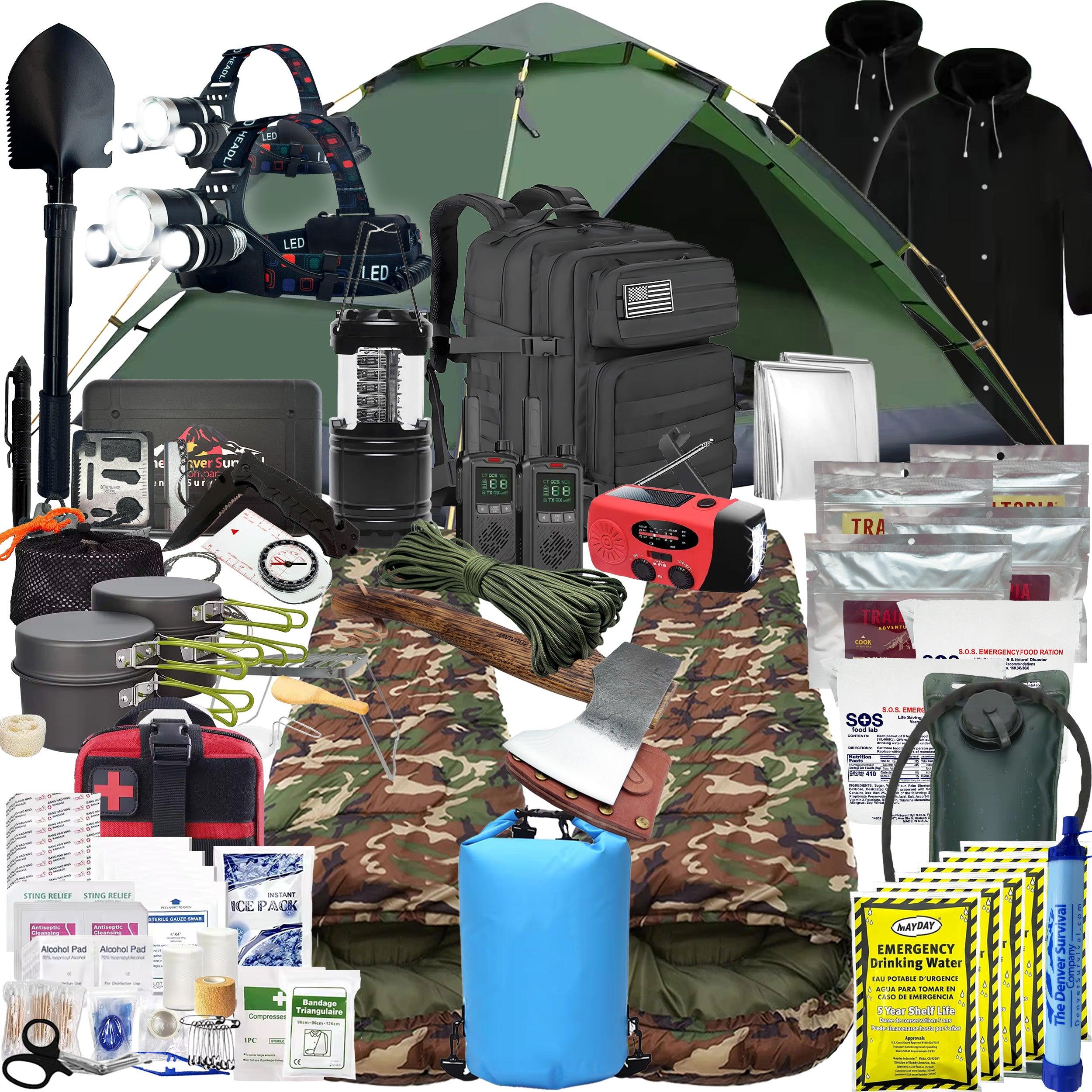 Black Standard First Aid Kit Person Day Survival Bags with Survival Kit Tools and Camping Equipment