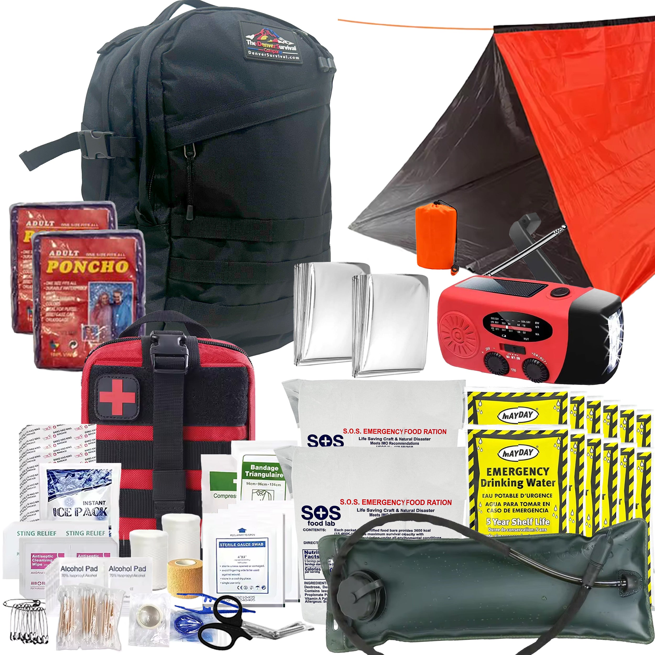 Essentials 2 Person 72 Hour Survival Bug Out Bag with Backpack, Food, Water, and Shelter