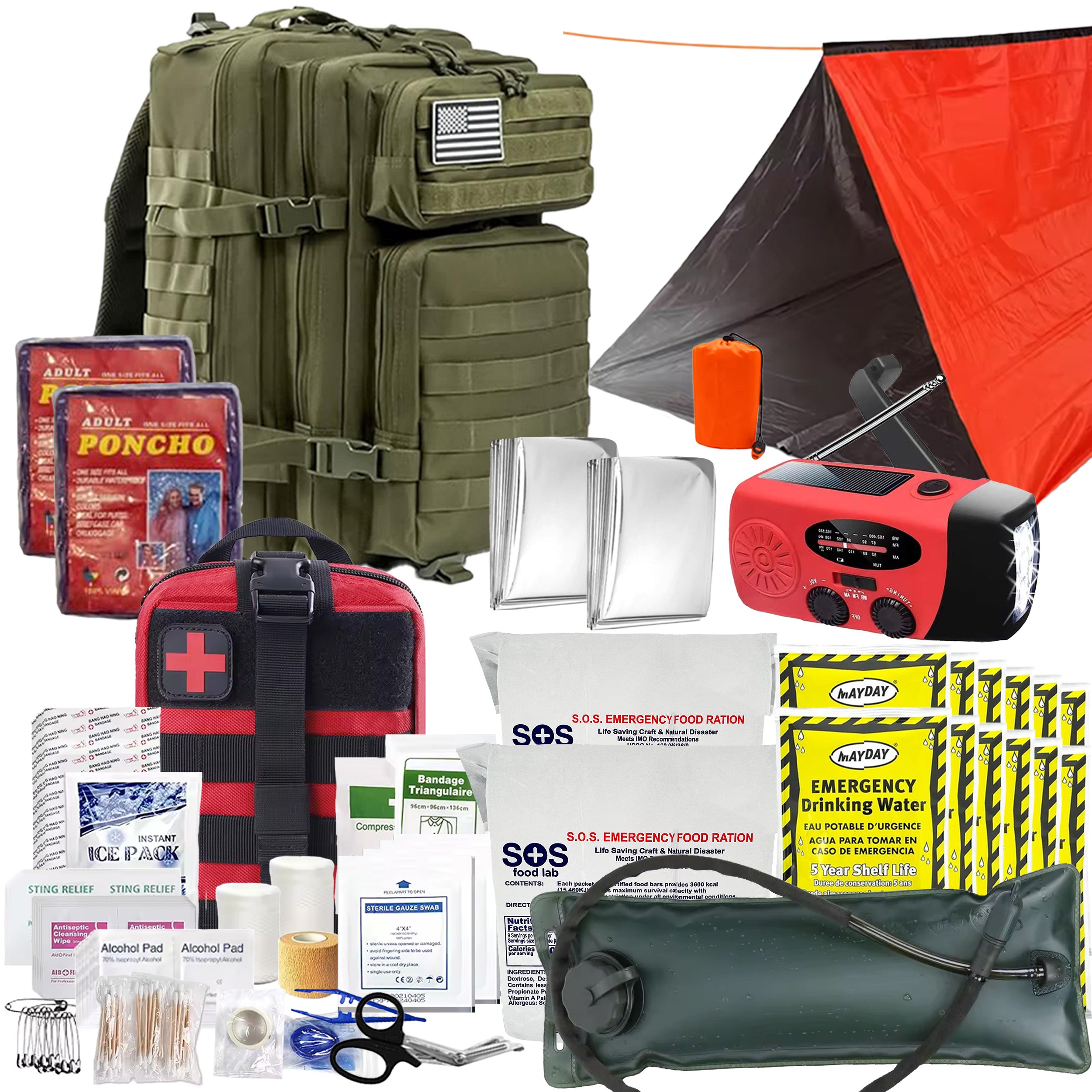 Essentials 2 Person 72 Hour Survival Bug Out Bag with Backpack, Food, Water, and Shelter