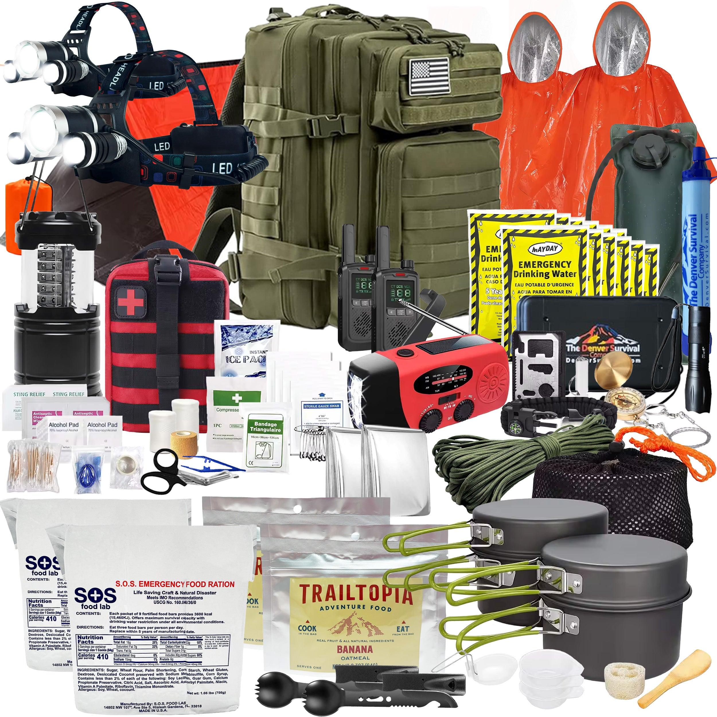Premium 2 Person 72 Hour Survival Bug Out Bag Backpack with First Aid Kit and Survival Kit - Denver Survival - survival backpack survival gear survival supplies survival equipment