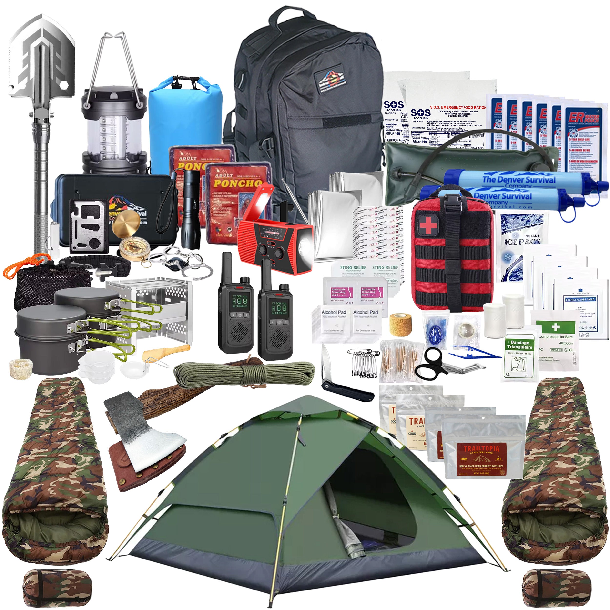 2 Person 5 Day Survival Bag with Survival Tools and Camping Equipment