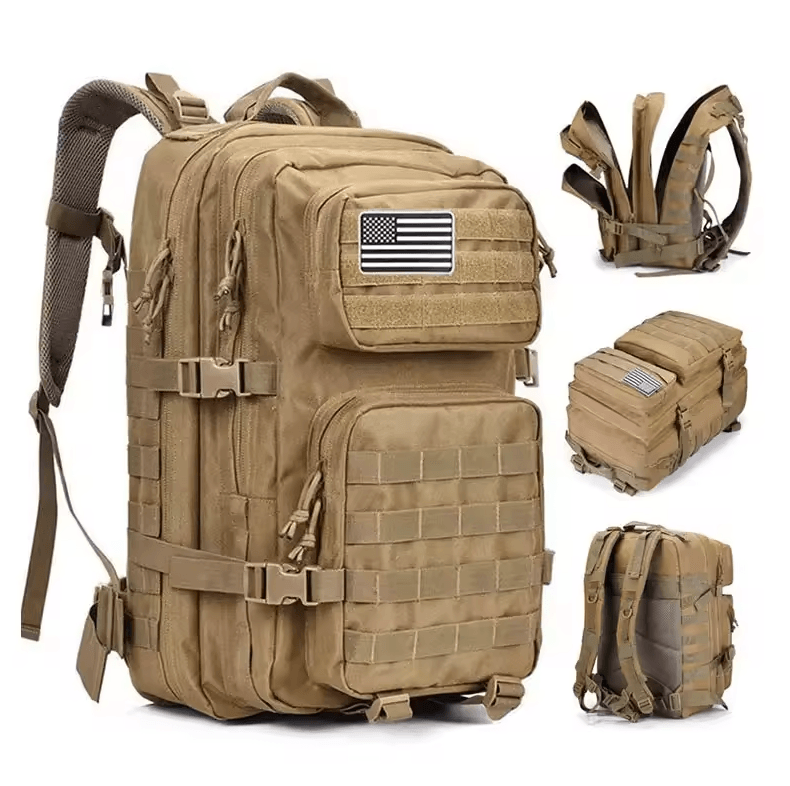 Khaki 45L Military Tactical Molle Backpack - Denver Survival - survival backpack survival gear survival supplies survival equipment