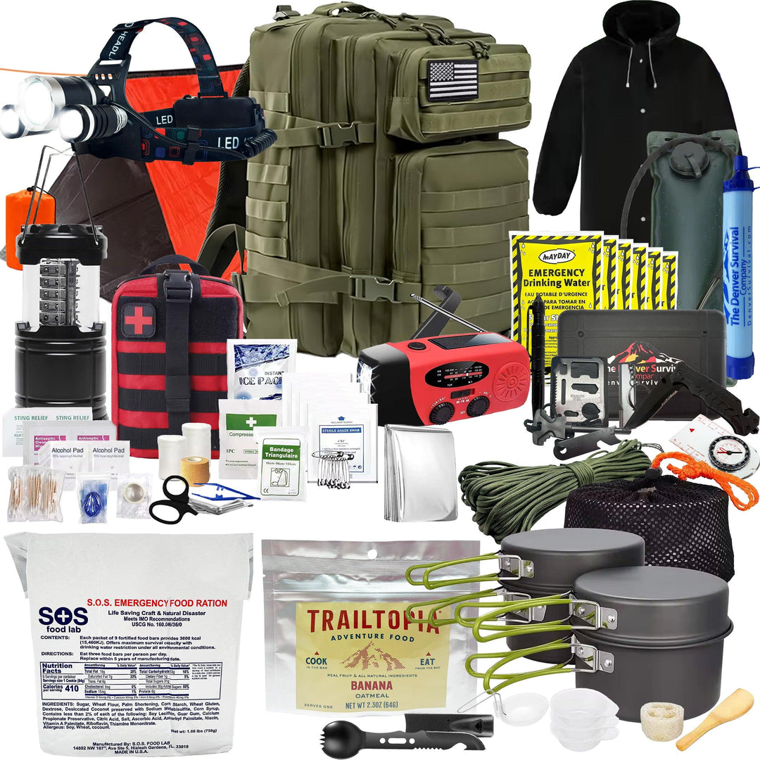 Premium 1 Person 72 Hour Survival Bug Out Bag Backpack with First Aid Kit and Survival Kit - Denver Survival - survival backpack survival gear survival supplies survival equipment