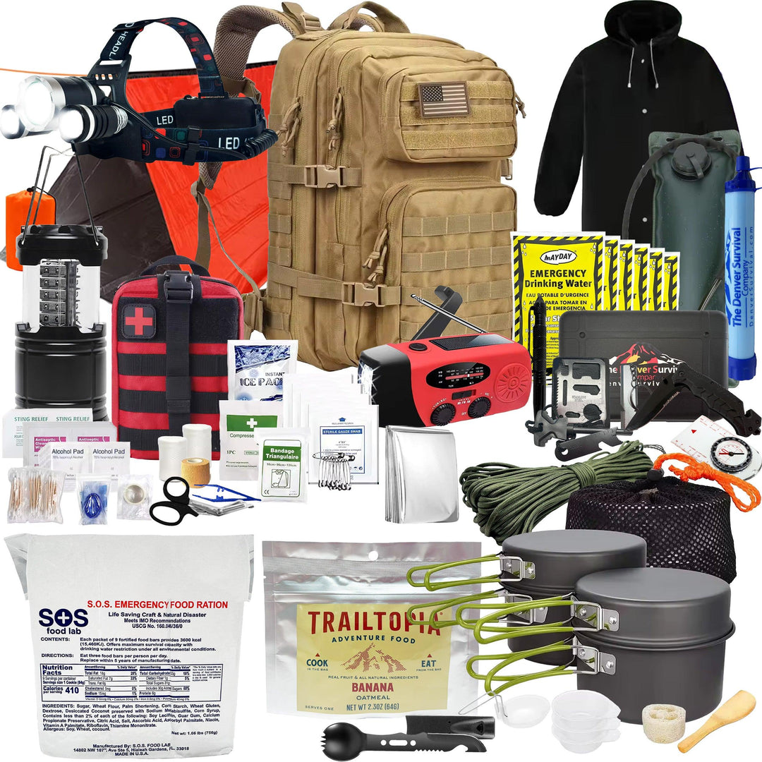 Premium 1 Person 72 Hour Survival Bug Out Bag Backpack with First Aid Kit and Survival Kit - Denver Survival - survival backpack survival gear survival supplies survival equipment