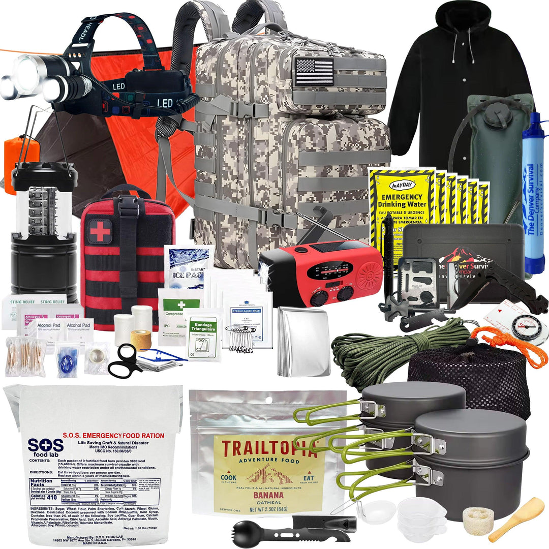 Premium 1 Person 72 Hour Survival Bug Out Bag Backpack with First Aid Kit and Survival Kit - Denver Survival - survival backpack survival gear survival supplies survival equipment