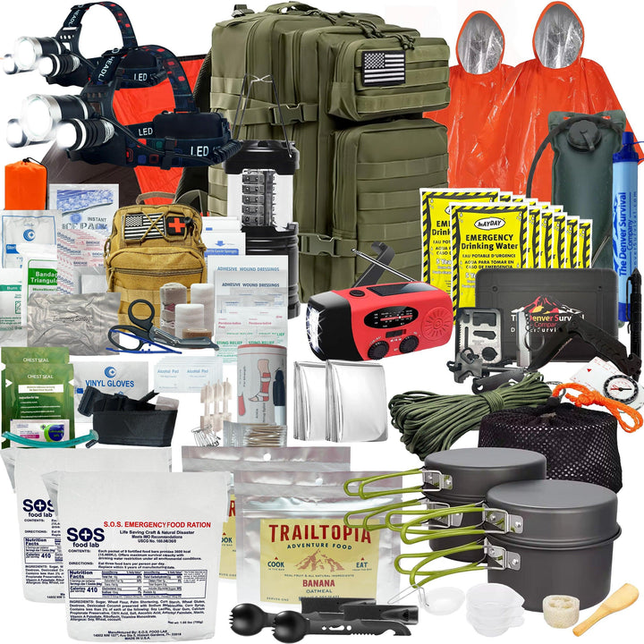 Premium 2 Person 72 Hour Survival Bug Out Bag Backpack with First Aid Kit and Survival Kit - Denver Survival - survival backpack survival gear survival supplies survival equipment