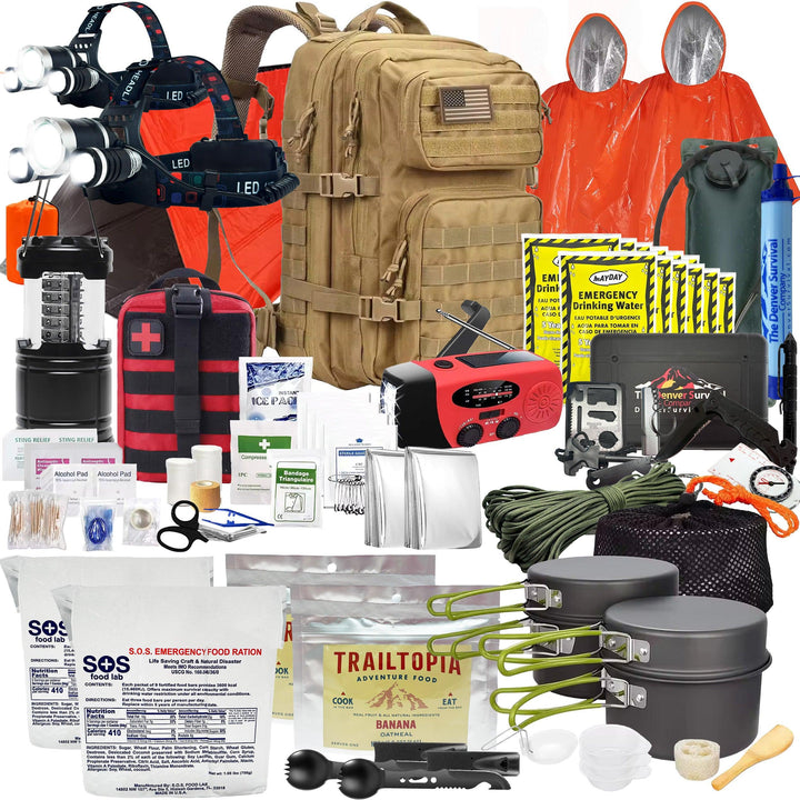 Premium 2 Person 72 Hour Survival Bug Out Bag Backpack with First Aid Kit and Survival Kit - Denver Survival - survival backpack survival gear survival supplies survival equipment