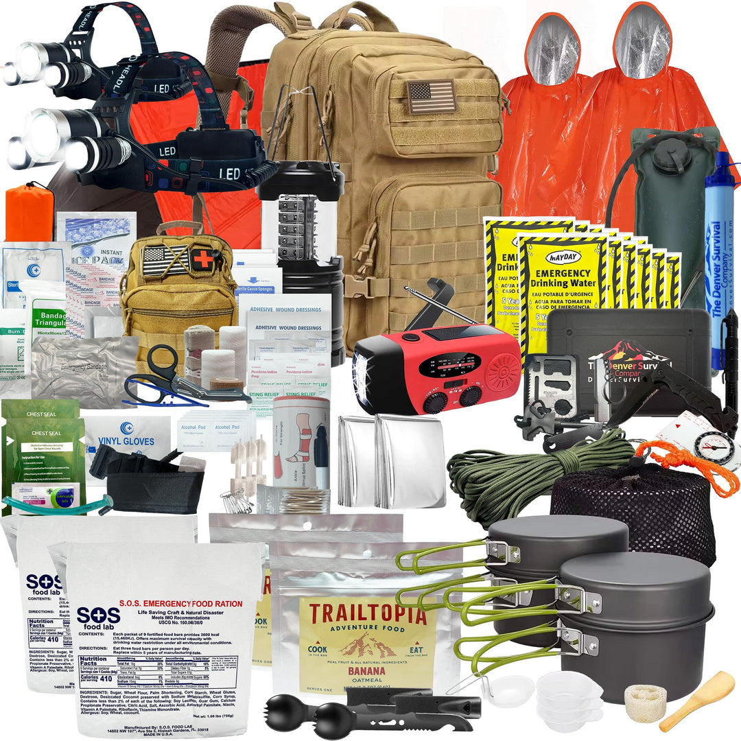 Premium 2 Person 72 Hour Survival Bug Out Bag Backpack with First Aid Kit and Survival Kit - Denver Survival - survival backpack survival gear survival supplies survival equipment