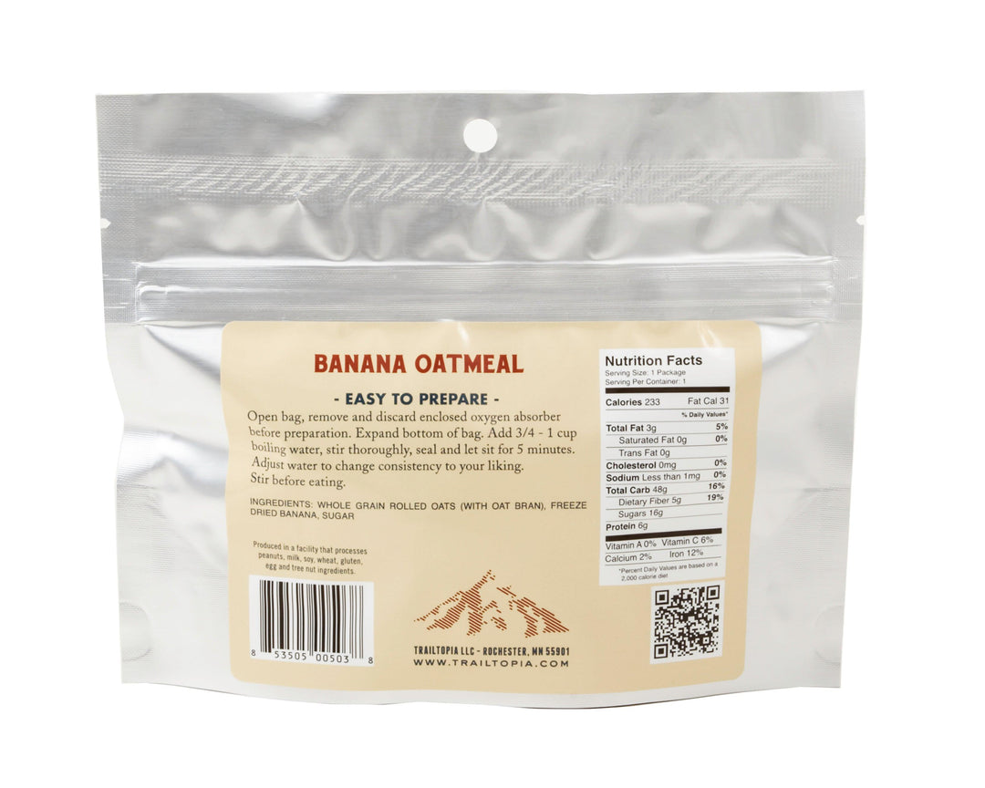 Trailtopia Banana Oatmeal - Denver Survival - survival backpack survival gear survival supplies survival equipment